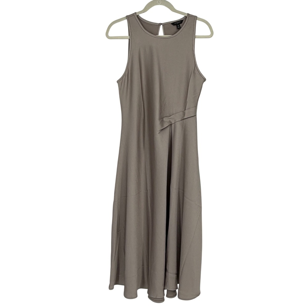 Banana Republic Petite 12 Taupe Sleeveless Textured Midi Dress 813547-02-1